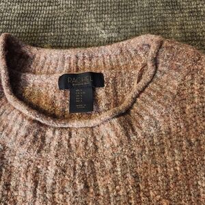 Rachel Roy Roll Neck Sweater, Marbled Pink Sz L Knit Crop Metallic thread